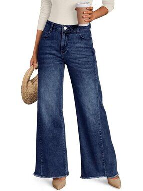 Women's Blue Comfortable Stylish Fashion Comfort Straight Leg Trendy Denim Jeans